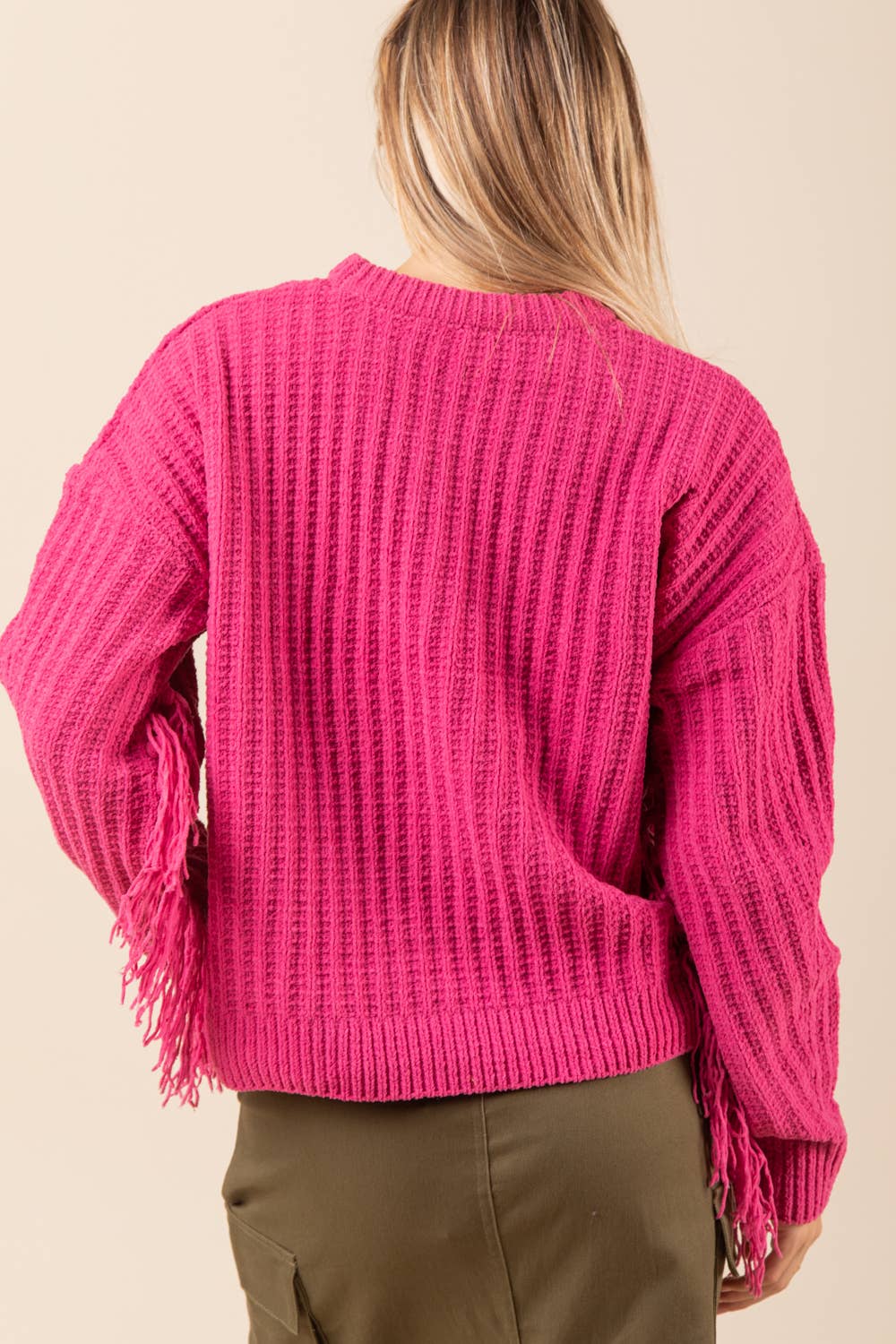 Fringe Detail Western Sweater Top
