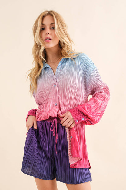 Ombre Shirt with Matching Elastic Shorts