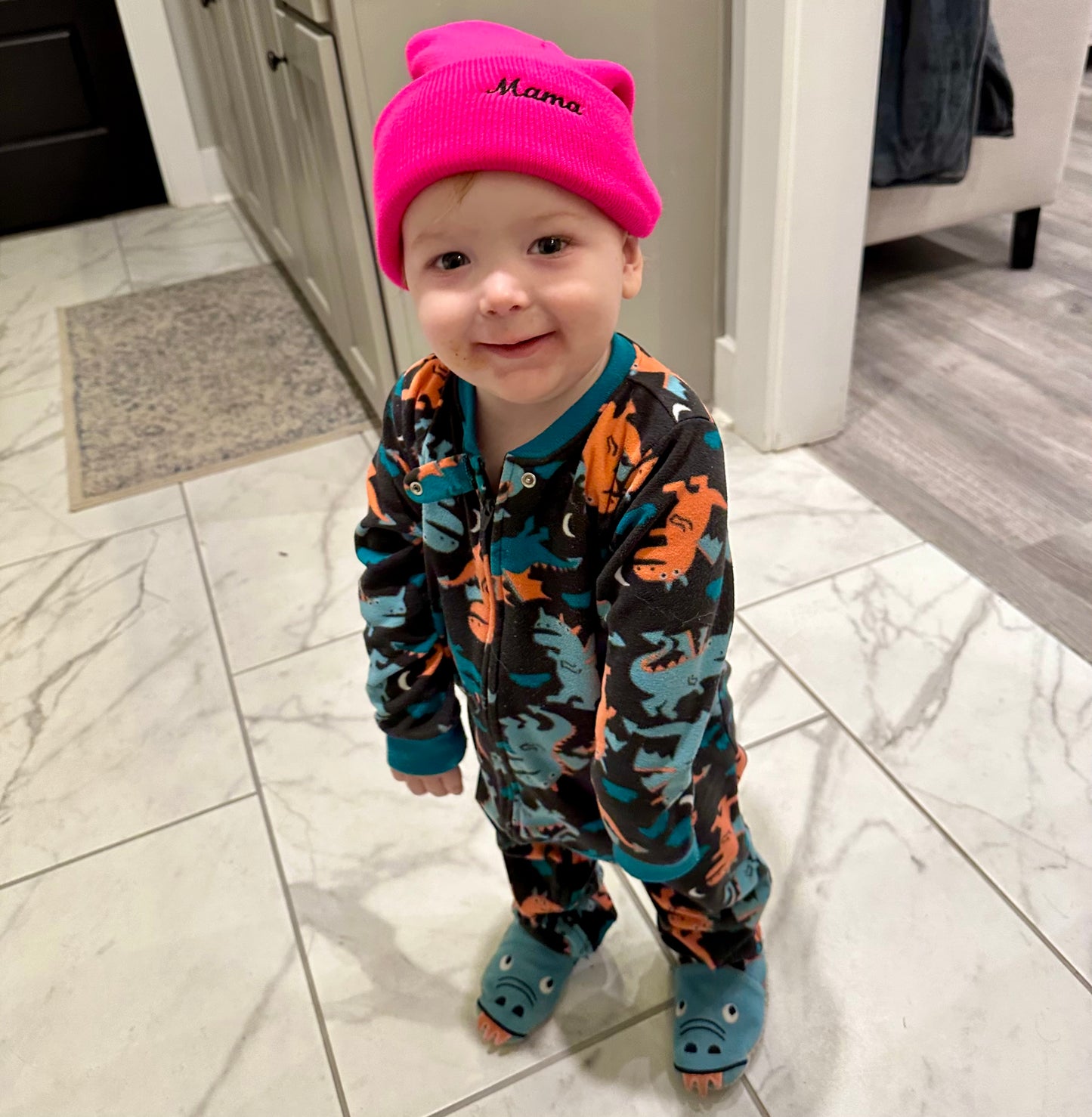 Mama Embroidered Hot Pink Beanie